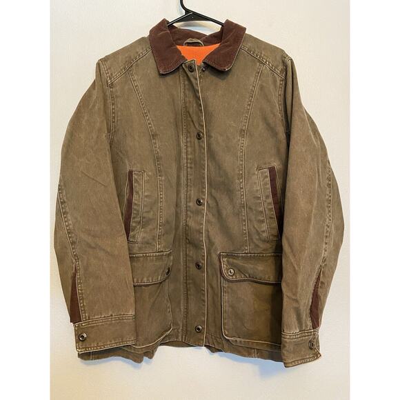 The Vermont Barn Coat Sz L Brown W/Fleece Lining 4 Pockets Corduroy Collar - Picture 1 of 16